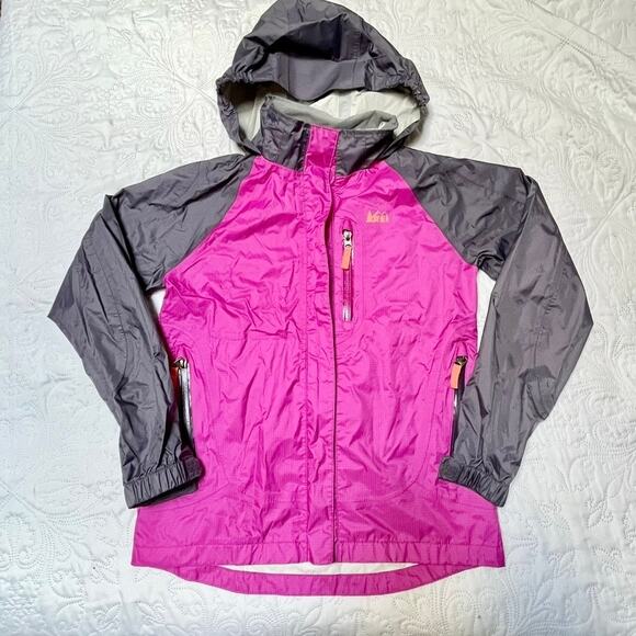 REI Rainwall Hooded Rain Jacket Size 10/12 - Picture 2 of 6
